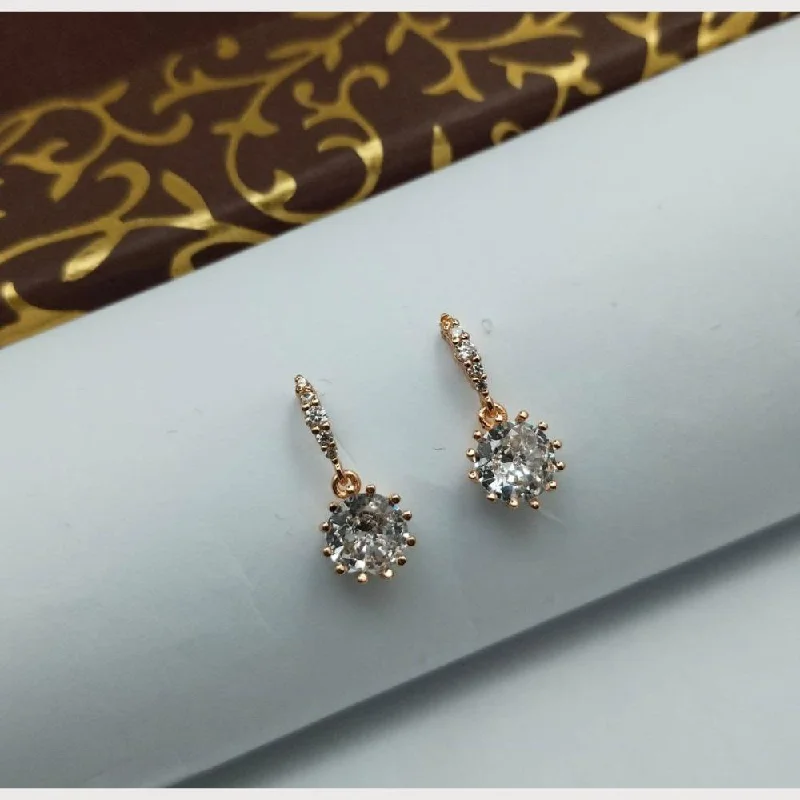 women pearl drop earrings -Aamrapali Rose Gold Plated Austrian Stone Stud Earrings