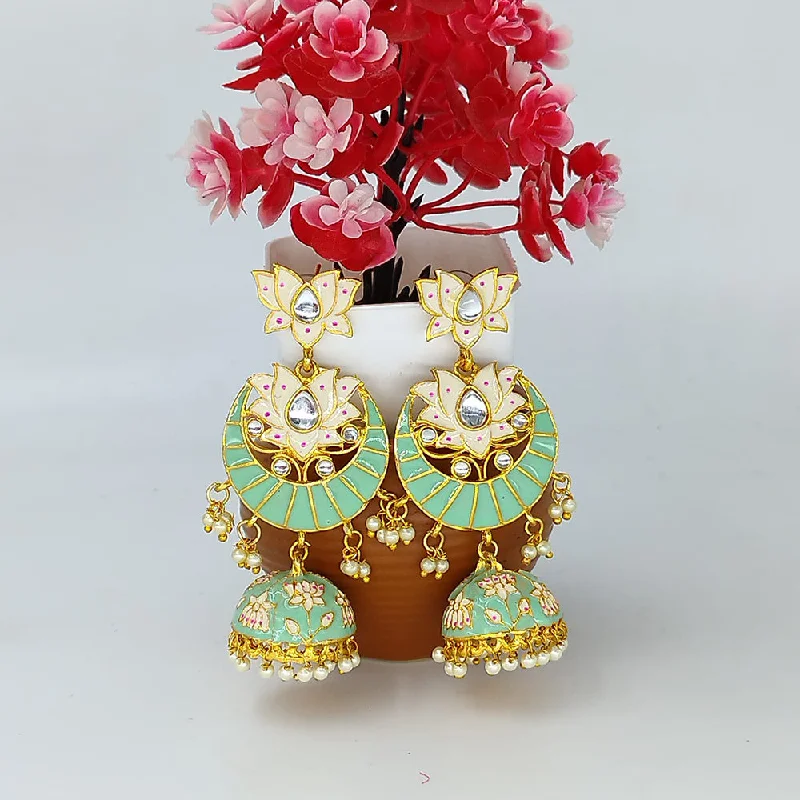 women vintage earrings -Manisha Jewellery Gold Plated Meenakari Jhumki Earrings