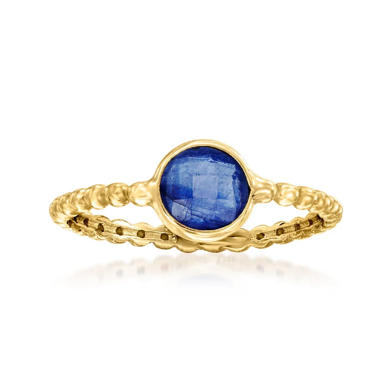 wedding rings and engagement rings sets -Ross-Simons Sapphire Beaded Ring in 14kt Yellow Gold