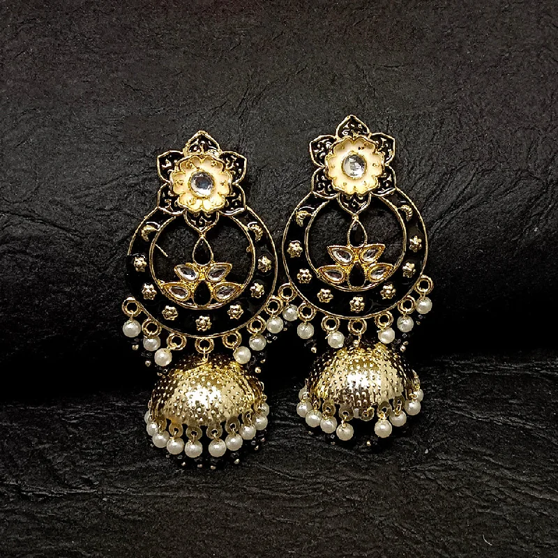 women long drop earrings -Bhavi Jewels Gold Plated Meenakari Jhumki Earrings