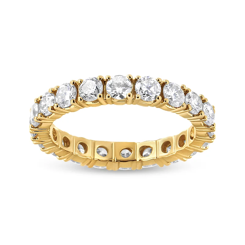 vintage-style diamond engagement rings -14K Yellow Gold 2.00 Cttw Shared Prong Set Round Cut Diamond Eternity Band