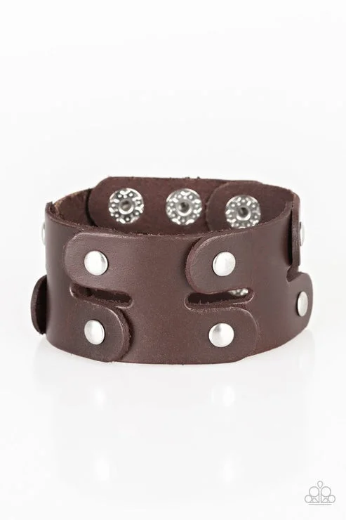 women leather cuff bracelets -Downright Desperado Brown Urban Bracelet