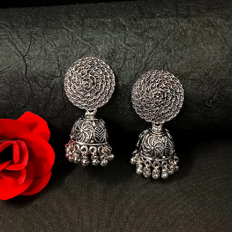 women crystal chandelier earrings -Bhavi Jewels Oxidised Plated Jhumki Earrings