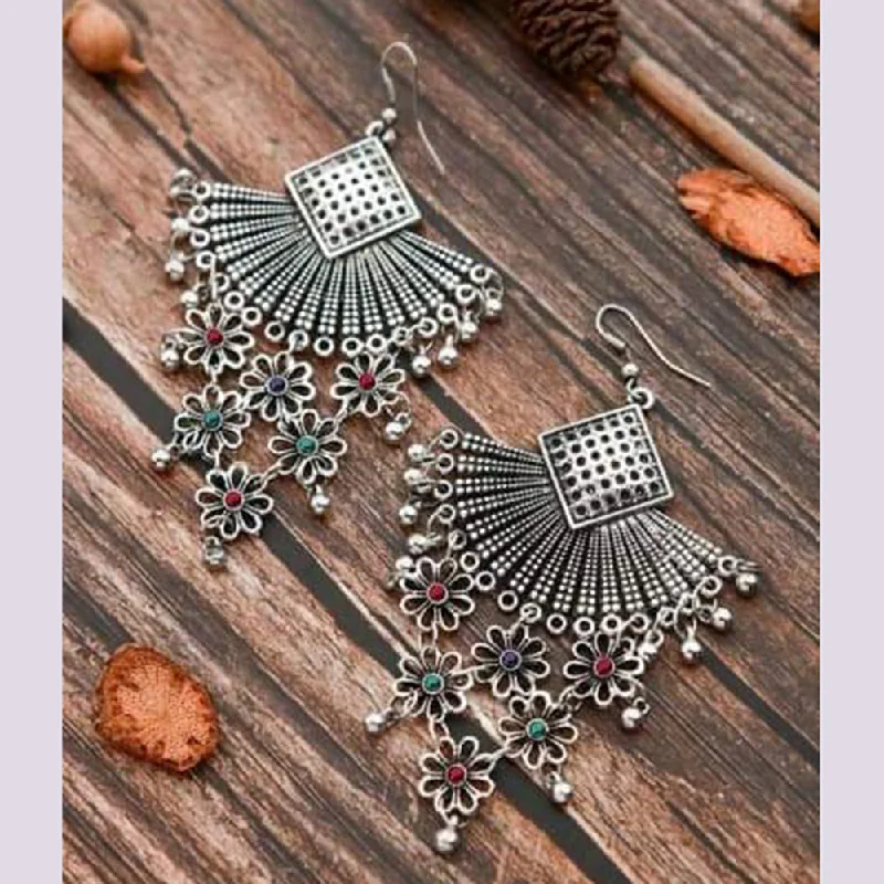 women multicolor earrings -Bevy Pearls Oxidised Plated Dangler Earrings