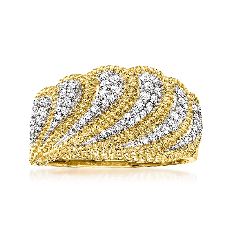 classic engagement rings -Ross-Simons Diamond Scalloped Ring in 14kt Yellow Gold