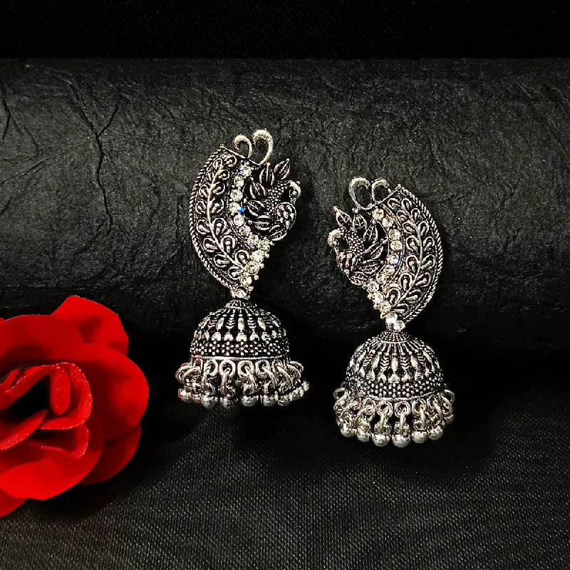 women diamond stud earrings -Bhavi Jewels Oxidised Plated Jhumki Earrings