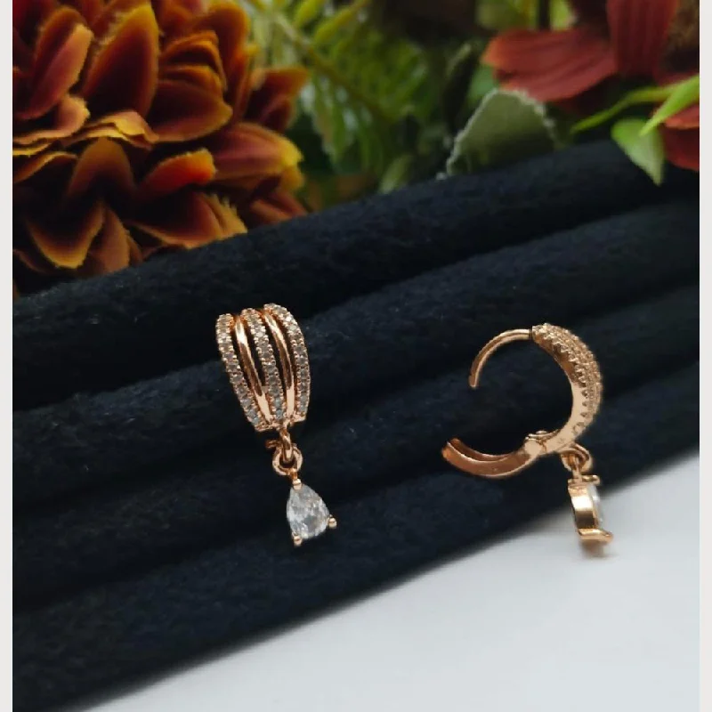 women hoop earrings -Aamrapali Rose Gold Plated Austrian Stone Stud Earrings