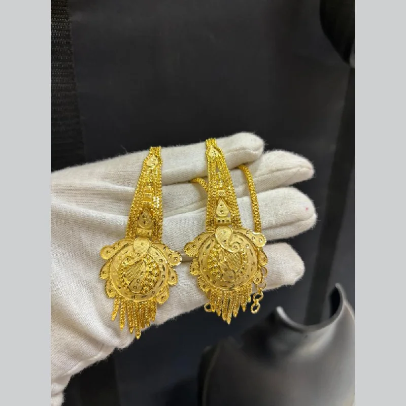 women heart earrings -Pari Art Jewellery Gold Forming Dangler Earrings