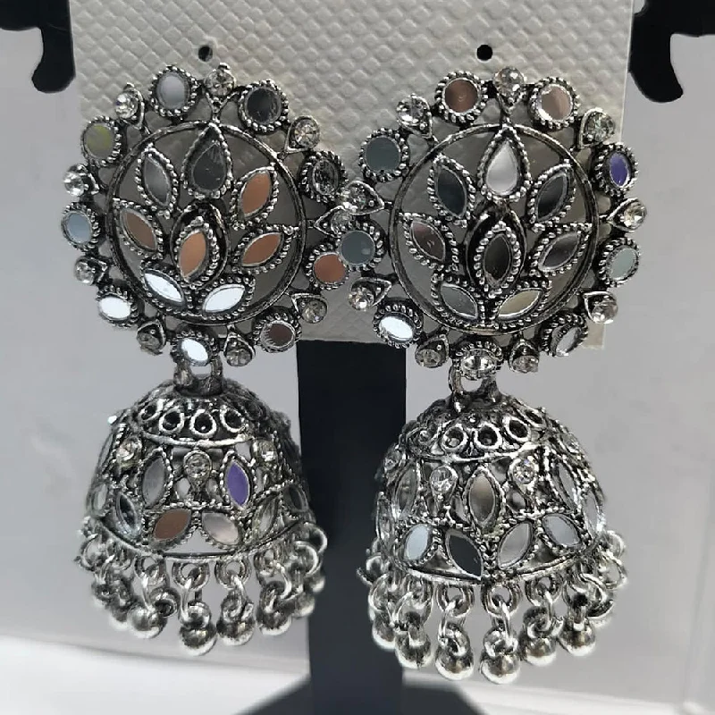 women rainbow-colored earrings -Manisha Jewellery Oxidised Plated Mirror Jhumki Earrings