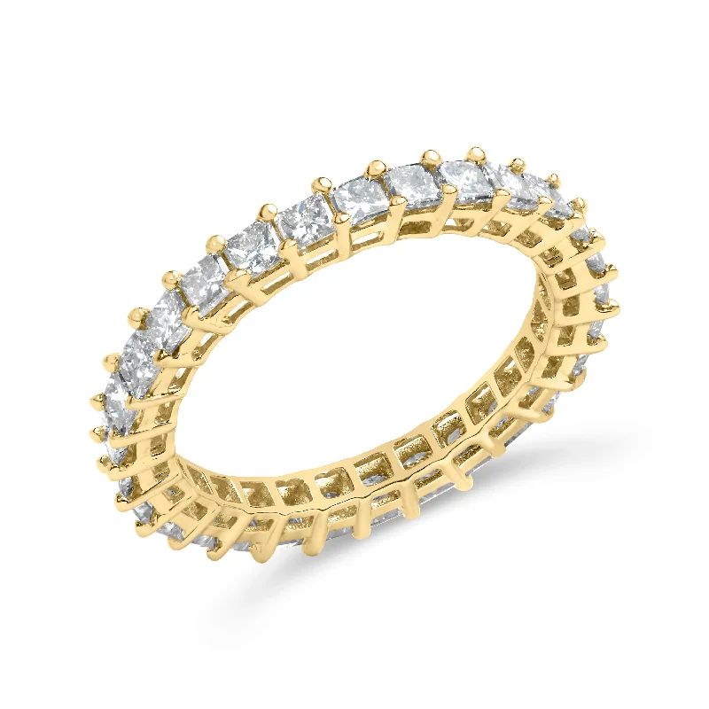 oval engagement rings -14K Yellow Gold 2.00 Cttw Shared Prong Set Princess Cut Diamond Eternity Band Ring