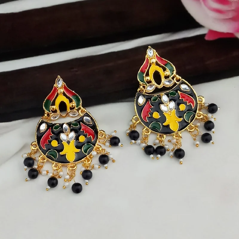 women diamond stud earrings -Amina Creation Gold Plated Meenakari Dangler Earrings