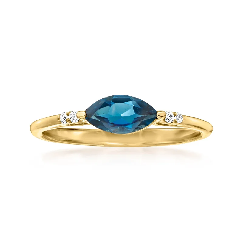 princess cut engagement rings -RS Pure by Ross-Simons London Blue Topaz Ring With Diamond Accents in 14kt Yellow Gold