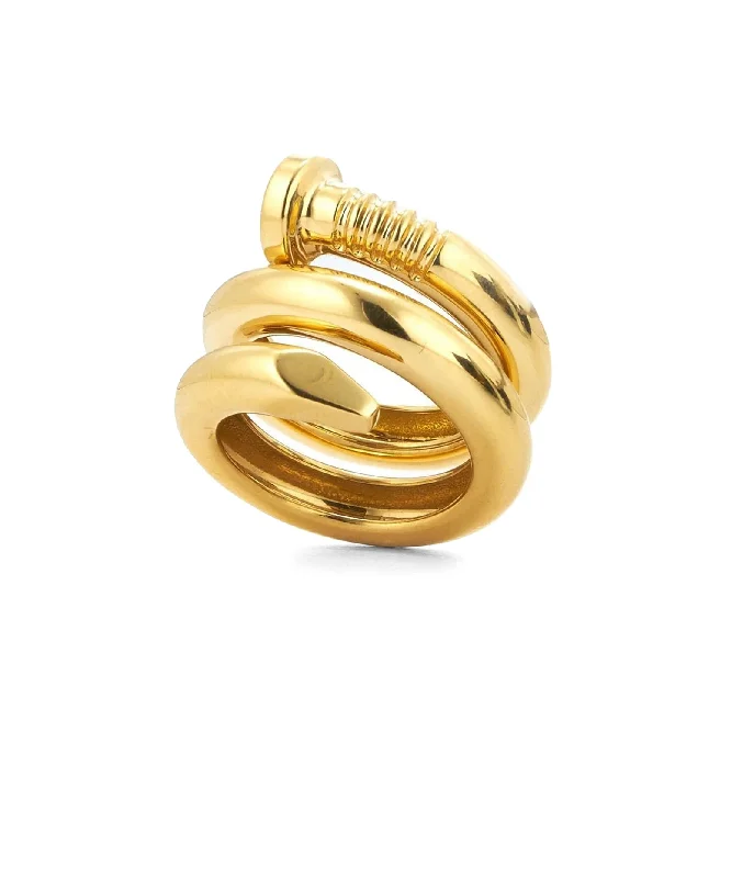 women handmade rings -Nail Ring, Polished 18K Gold