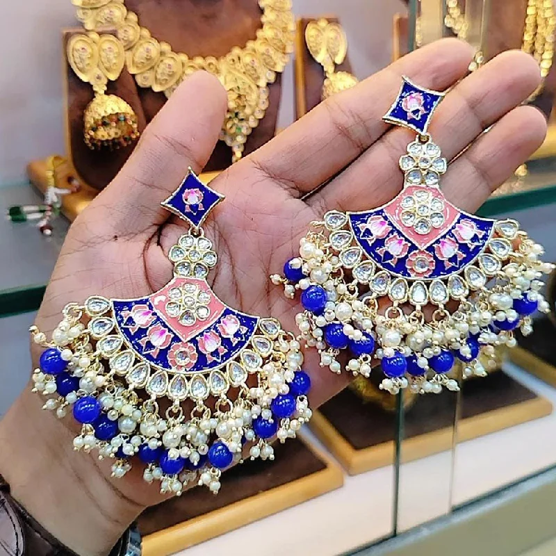 women chic earrings -Manisha Jewellery Gold Plated Meenakari Dangler Earrings