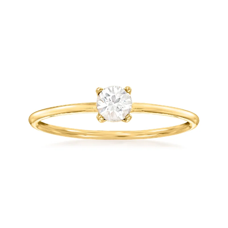 oval engagement rings -RS Pure by Ross-Simons White Sapphire Ring in 14kt Yellow Gold