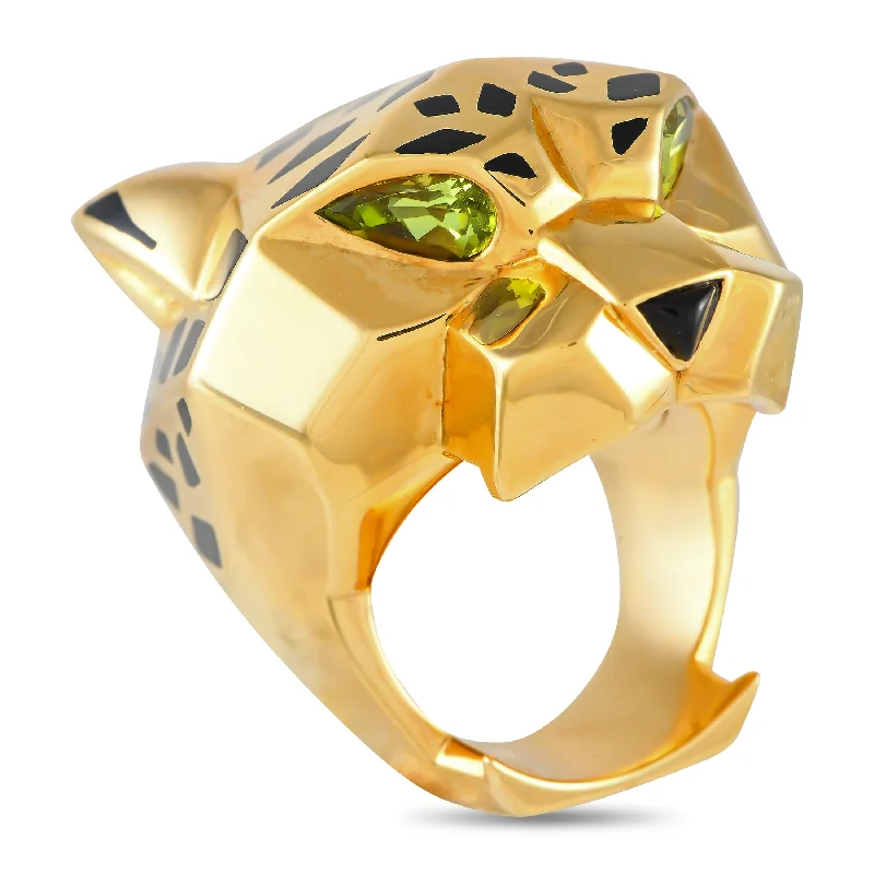 emerald green engagement rings -Cartier Panthere 18K Yellow Gold Lacquer Ring CA13-110624