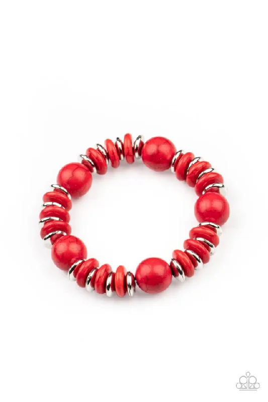 women multi-strand bracelets -Rustic Rival Red Bracelet