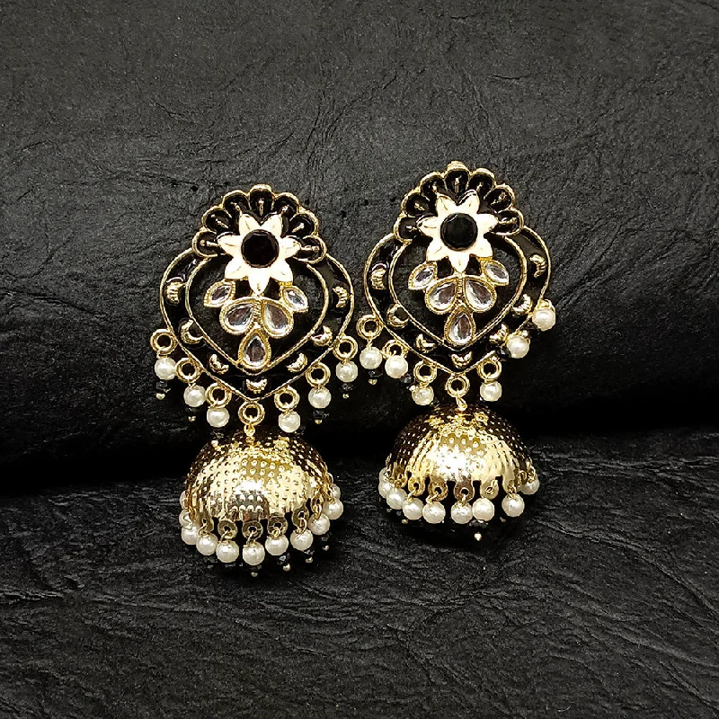 women infinity earrings -Bhavi Jewels Gold Plated Meenakari Jhumki Earrings