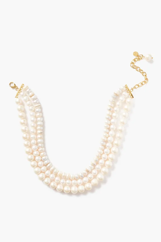 women minimalist gold necklaces -Freshwater Pearl Collar Necklace