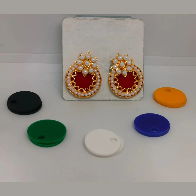 women gemstone earrings -Khushboo Jewellers Gold Plated  Pearls Stud Earrings