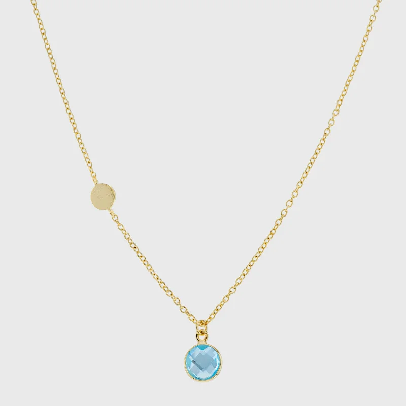 women twisted chain necklaces -Salina Gold Vermeil Disc & Blue Topaz Necklace