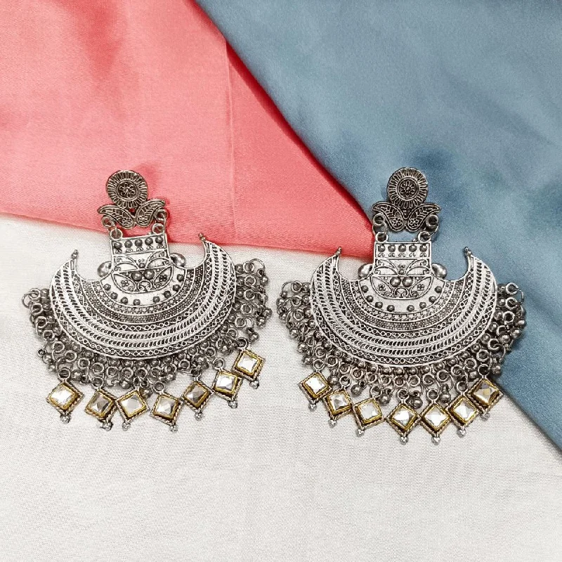 women diamond earrings -Bhavi Oxidised Plated Dangler Earrings