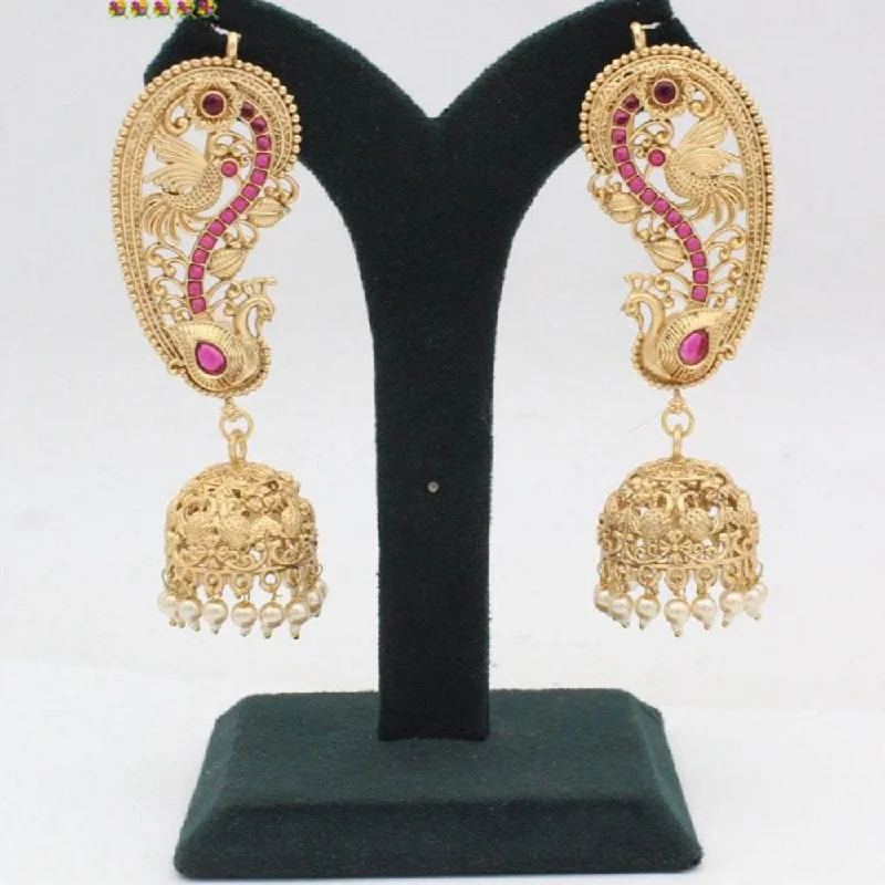 women gemstone earrings -Manisha Jewellery Gold Plated Pota Stone Earcuff Jhumki