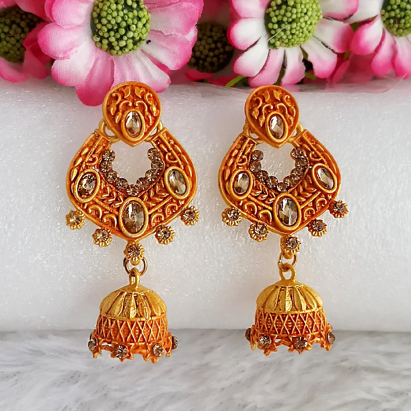 women elegant earrings -Amina Creation Gold Plated Meenakari Dangler Earrings Assorted Color