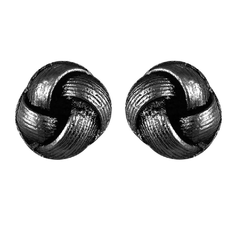 women unique stud earrings -Mahi Black Dun Metal Plating Push Back Piercing Stud / Tops Womens Earrings (ER1109861B)