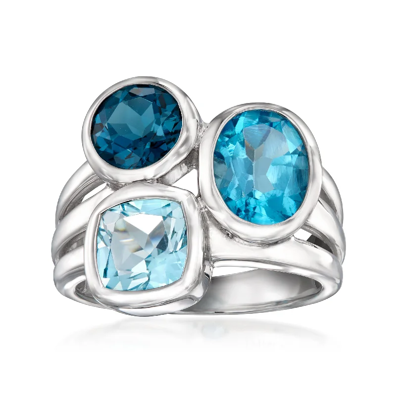 romantic engagement rings -Ross-Simons Blue Topaz Ring in Sterling Silver