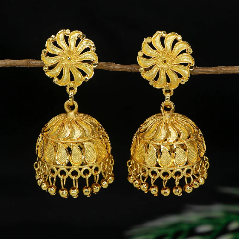 women long gemstone earrings -Mahavir  Gold Plated Jhumki Earrings