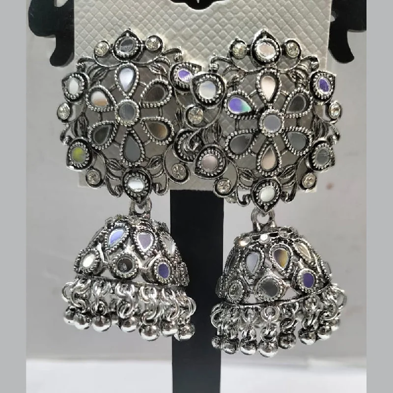 women large hoop earrings -Manisha Jewellery Oxidised Plated Mirror Jhumki Earrings