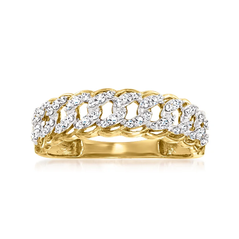 wedding ring and engagement ring sets -Ross-Simons Diamond Curb-Link Band Ring in 14kt Yellow Gold