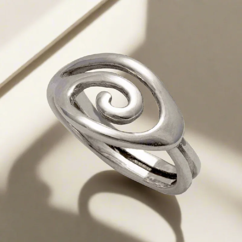 women cushion cut rings -Spiral Ring in Sterling Silver (DT-75)