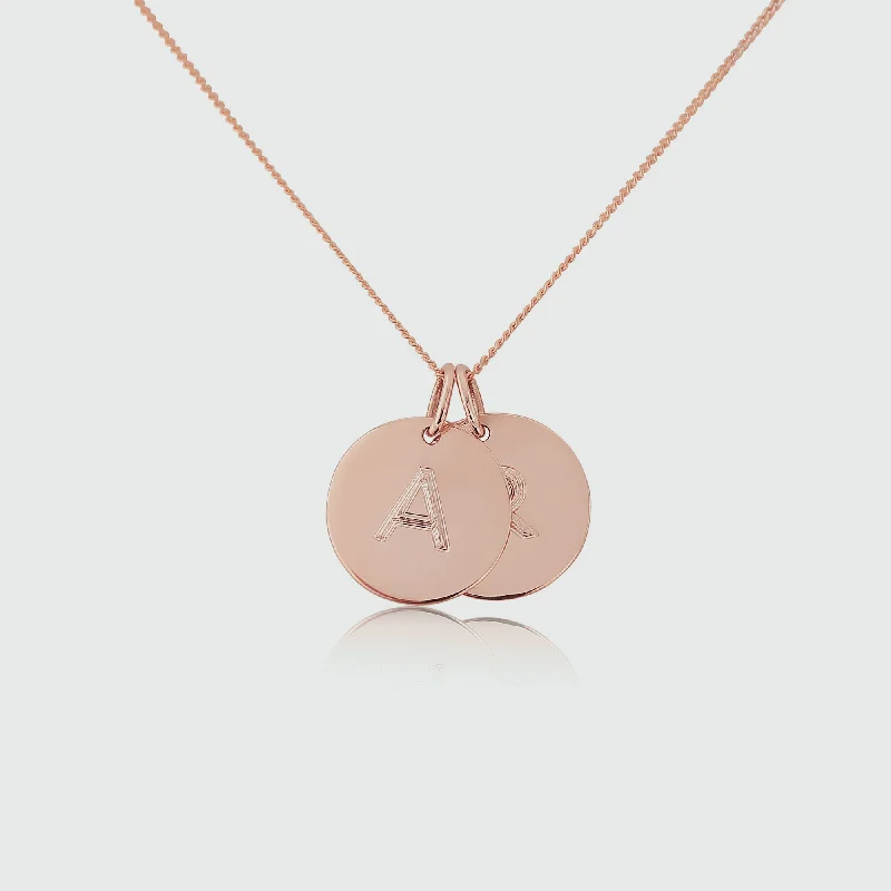 women heart pendant necklaces -Westbourne 9ct Rose Gold Disc Duo Necklace