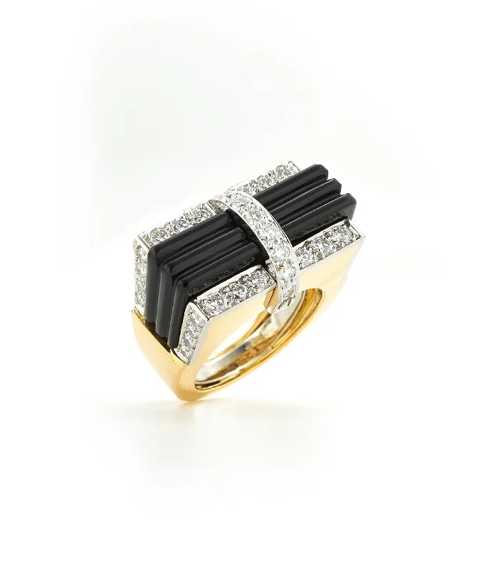 women gold rings -Tuxedo Ring