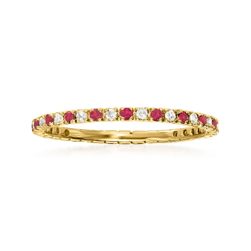 antique diamond engagement rings -RS Pure by Ross-Simons Ruby and . Diamond Eternity Band Ring in 14kt Yellow Gold