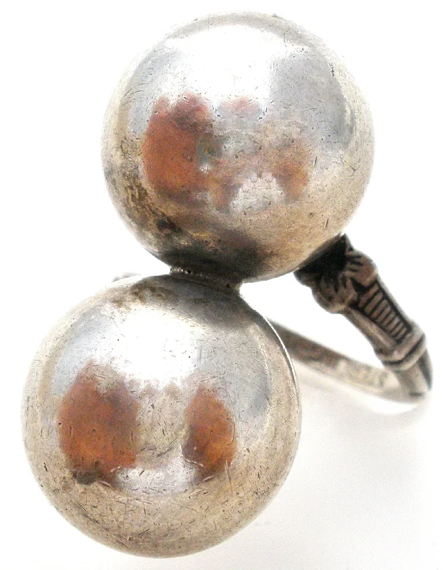 women promise rings -Vintage Sterling Silver Double Orb Ring by Uncas