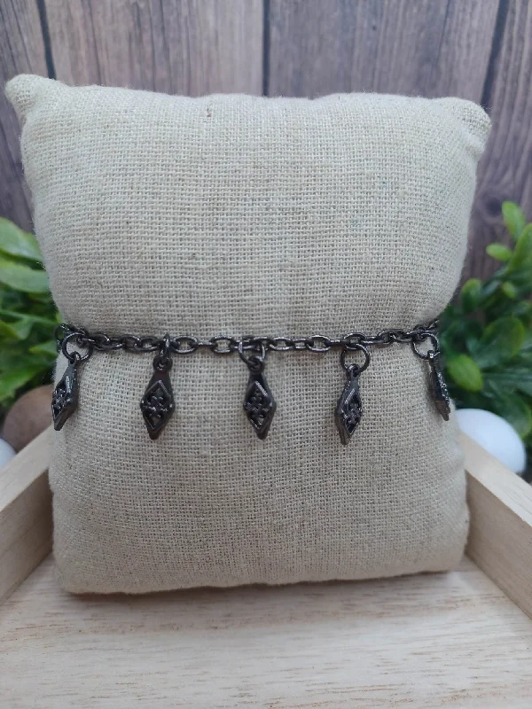 women art deco bracelets -Gunmetal Heart Bracelet/Anklet