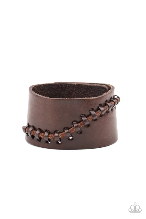 women vintage bangles -Every STITCH Way Brown Urban Bracelet