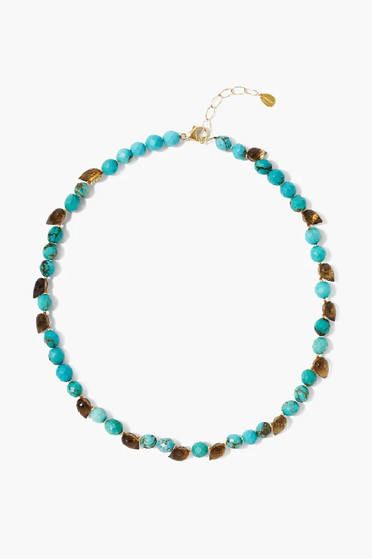 women golden flower necklaces -Willa Necklace Turquoise Mix