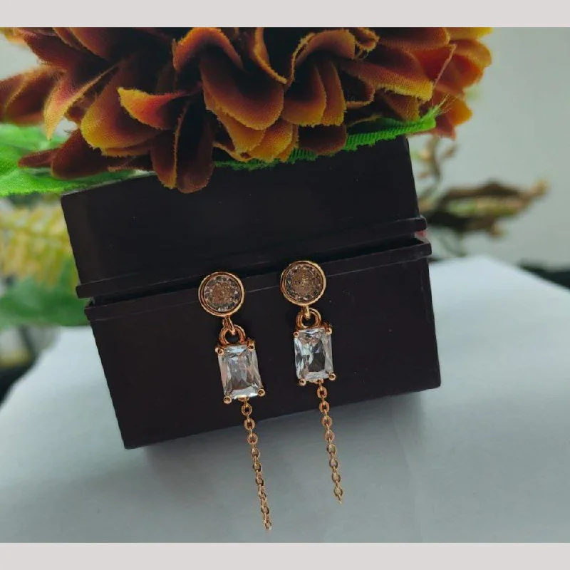 women gold-plated earrings -Aamrapali Rose Gold Plated Austrian Stone Stud Earrings