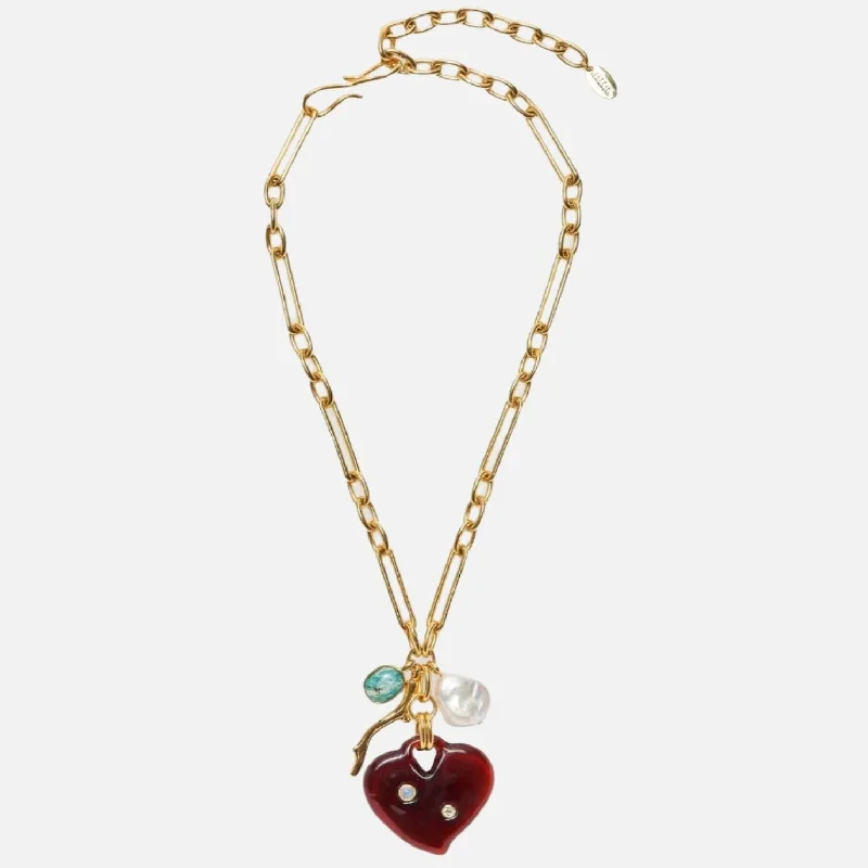 women wedding day necklaces -Murano Heart Necklace