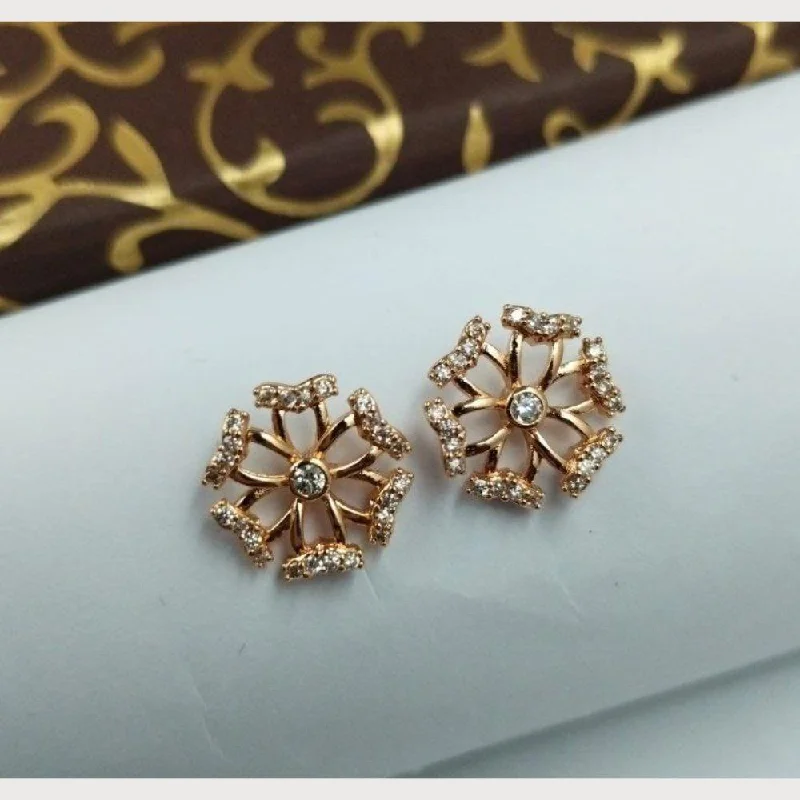 women luxury stud earrings -Aamrapali Rose Gold Plated Austrian Stone Stud Earrings