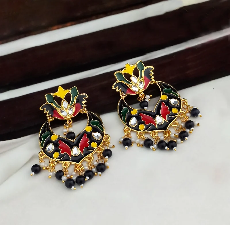 women handmade earrings -Amina Creation Gold Plated Meenakari Dangler Earrings