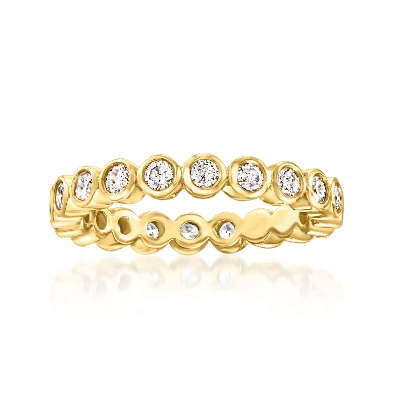 modern engagement rings -Ross-Simons Bezel-Set Diamond Eternity Band in 14kt Yellow Gold