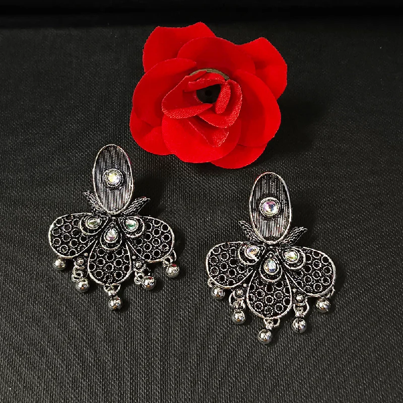 women ear thread earrings -Bhavi Jewels Oxidised Plated Dangler Earrings