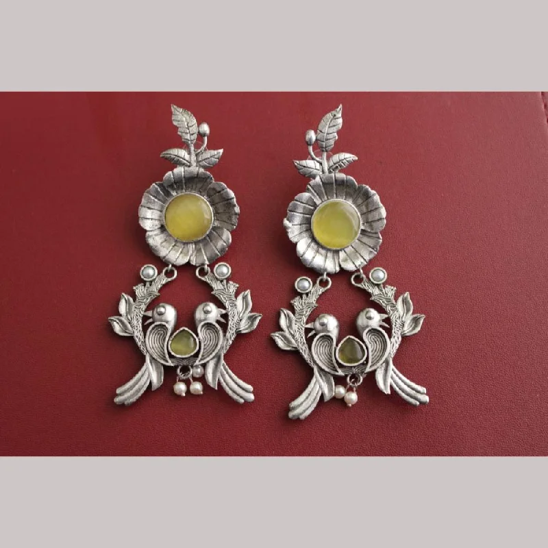 women drop earrings -Maharani Jewels Silver Plated Pota Stone Dangler Earrings