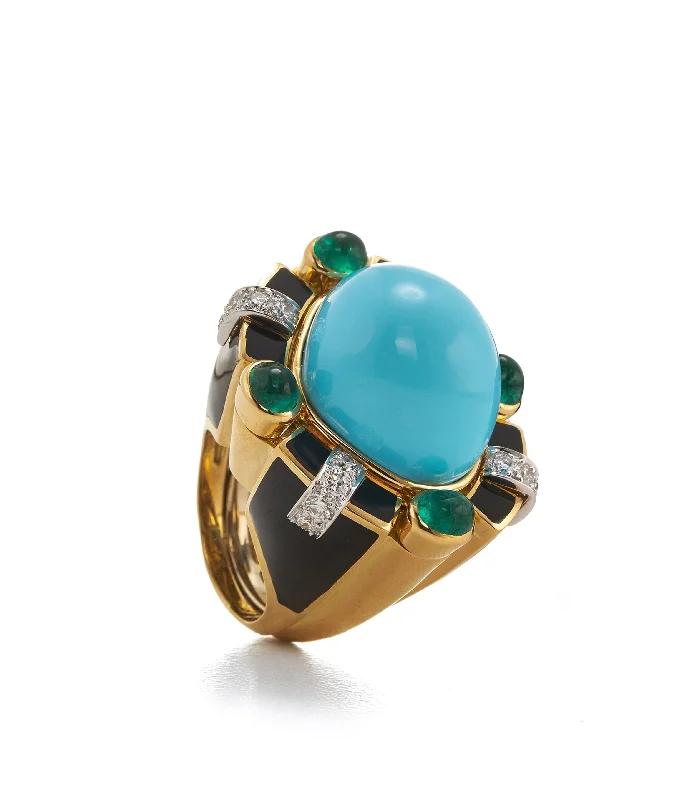 women cushion cut rings -Caviar Turquoise Ring