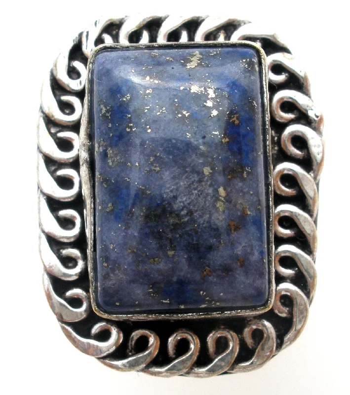 women bold rings -Lapis Lazuli Ring Sterling Silver Size 8